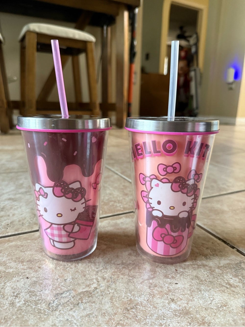 Hello Kitty Pink Ice Cream Duo Tumbler Set with Reusable Straws